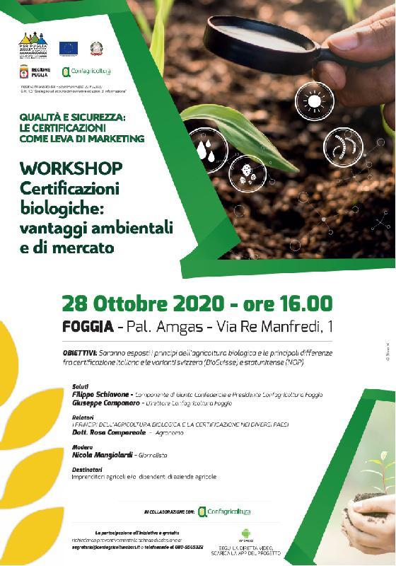 Ultimo appuntamento con i workshop di Confagricoltura Bari-Bat: si parla di agricoltura biologica e certificazioni