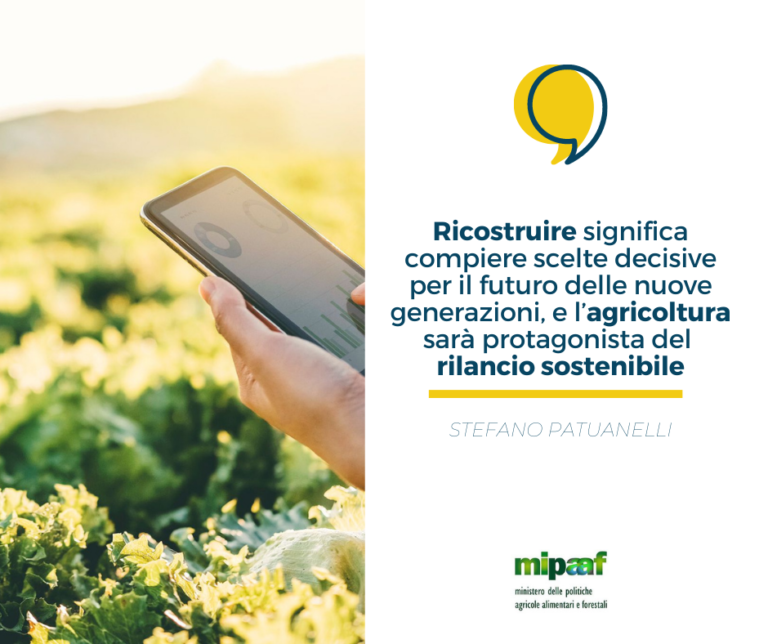 Patuanelli: “Ricostruire significa compiere scelte decisive per il futuro delle nuove generazioni, e l’agricoltura sarà protagonista del rilancio sostenibile”