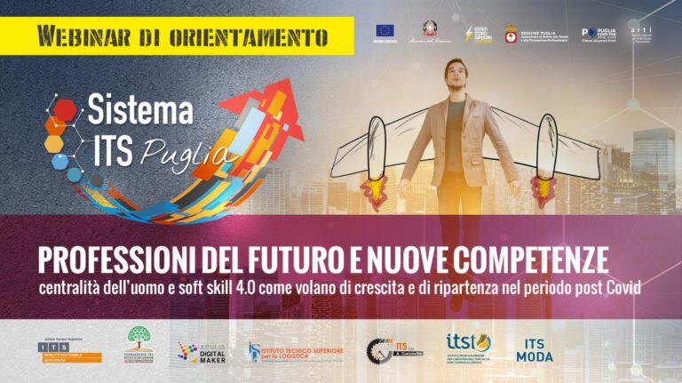 “Professioni del futuro e nuove competenze” il primo webinar di “Direzione Futuro”, il nuovo ciclo di orientamento dei 7 ITS di Puglia